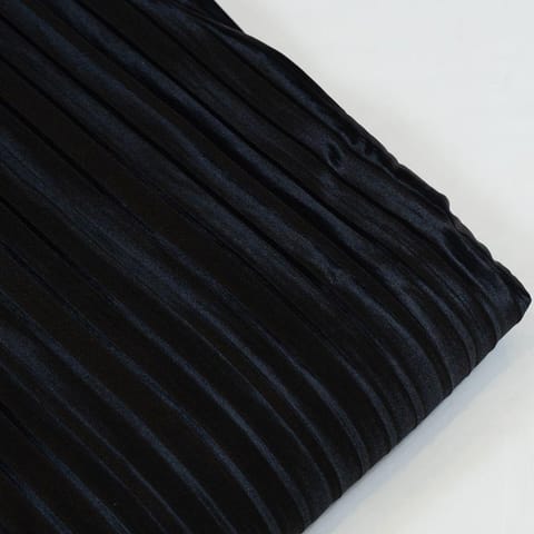 Black Color Satin Lycra Pleated Fabric