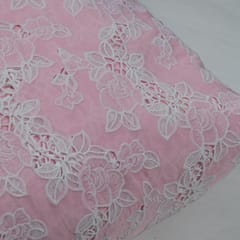 Light Pink Color Crepe Thread Embroidered Fabric