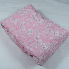 Light Pink Color Crepe Thread Embroidered Fabric