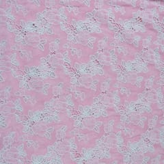 Light Pink Color Crepe Thread Embroidered Fabric