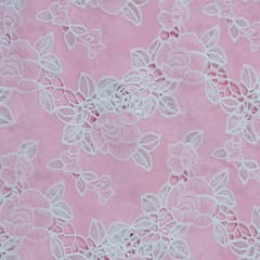 Light Pink Color Crepe Thread Embroidered Fabric