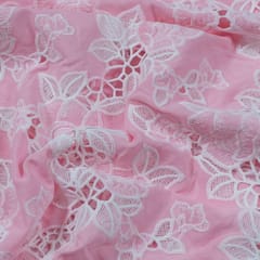 Light Pink Color Crepe Thread Embroidered Fabric