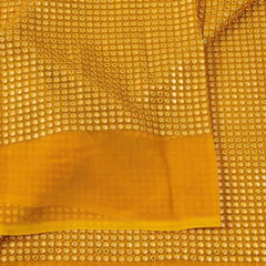 Mustard Color Georgette Thread and Faux Mirror Embroidered Fabric