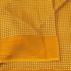 Mustard Color Georgette Thread and Faux Mirror Embroidered Fabric