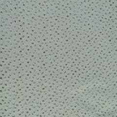 Off White Color Dyeable Cotton Chikan Embroidered Fabric