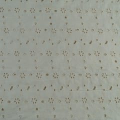 Off White Color Dyeable Cotton Chikan Embroidered Fabric