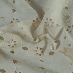 Off White Color Dyeable Cotton Chikan Embroidered Fabric