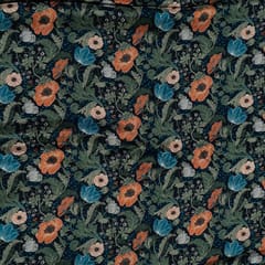 Black Color Crepe Digital Printed Fabric