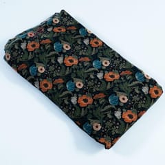 Black Color Crepe Digital Printed Fabric