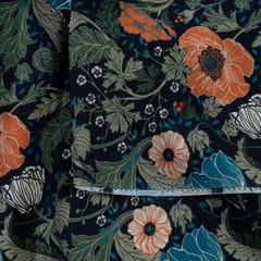 Black Color Crepe Digital Printed Fabric