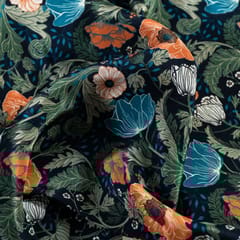 Black Color Crepe Digital Printed Fabric