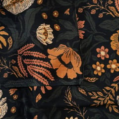 Black Color Crepe Digital Printed Fabric