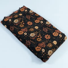 Black Color Crepe Digital Printed Fabric