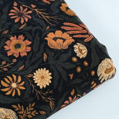 Black Color Crepe Digital Printed Fabric