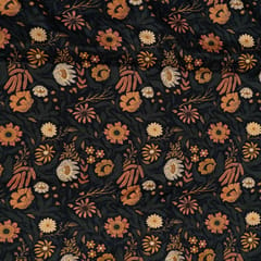 Black Color Crepe Digital Printed Fabric