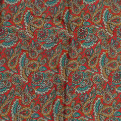 Red Color Crepe Digital Printed Fabric
