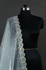 Dyeable Organza Scalped Embroidered Dupatta