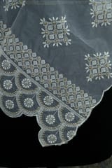 Dyeable Organza Scalped Lucknowi Embroidered Dupatta