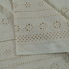 Off White Color Dyeable Cotton Chikan Embroidered Fabric