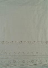 Off White Color Dyeable Cotton Chikan Embroidered Fabric