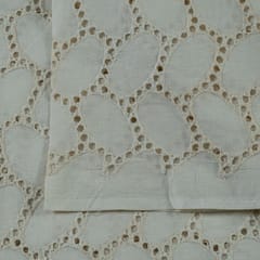 Off White Color Dyeable Cotton Chikan Embroidered Fabric