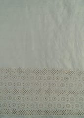Off White Color Dyeable Cotton Chikan Embroidered Fabric