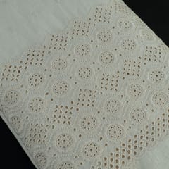 Off White Color Dyeable Cotton Chikan Embroidered Fabric