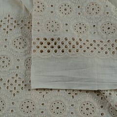 Off White Color Dyeable Cotton Chikan Embroidered Fabric