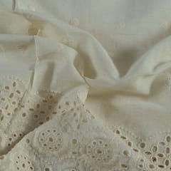 Off White Color Dyeable Cotton Chikan Embroidered Fabric