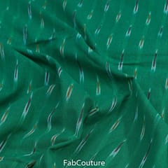 Green Colour Cotton Ikkat fabric