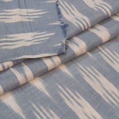 Light Blue & White Colour Pure Cotton Ikat fabric