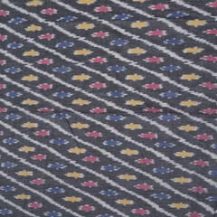 Black , red and yellow computer design cotton ikat fabric