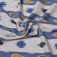 Red, Black, White & Gray stripe Cotton double ikat fabric