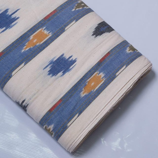 Red, Black, White & Gray stripe Cotton double ikat fabric