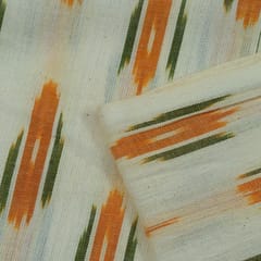 Cream with Orange Ikat Fabric