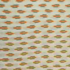 Cream with Orange Ikat Fabric