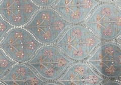 Embroidered Dupion Silk Patel Blue Floral