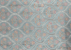 Embroidered Dupion Silk Patel Blue Floral