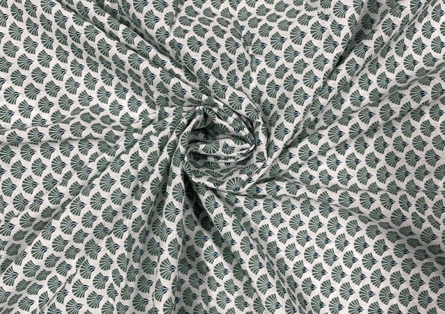 Printed Cotton Voil Green Flowers