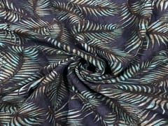 Printed Cotton Navy Blue Leaves