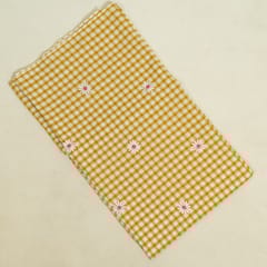 Yellow Color Cotton Print with Hand Embroidered Fabric