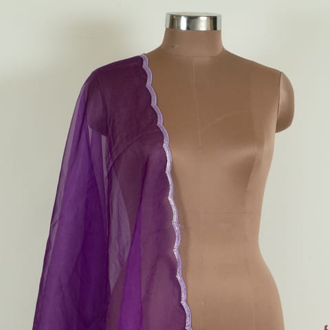 Purple Color Organza Scalped Dupatta