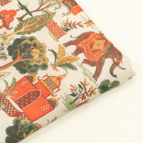 Multi Color Linen Digital Printed Fabric