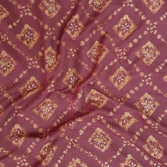 Maroon, Golden Shade Geometric Print Muslin Fabric