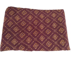 Maroon, Golden Shade Geometric Print Muslin Fabric