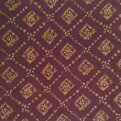 Maroon, Golden Shade Geometric Print Muslin Fabric