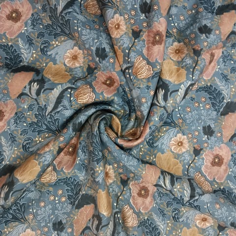 Multicolor Florals Shade Muslin Printed Fabric