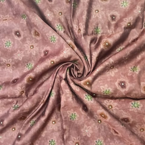 Maroon Shades Foil Muslin Printed Fabric