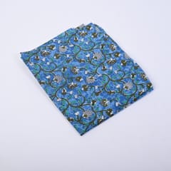 Sea Blue Color Cotton Printed Fabric