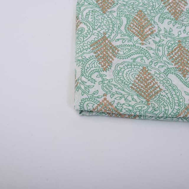 White Color Cotton Printed Fabric